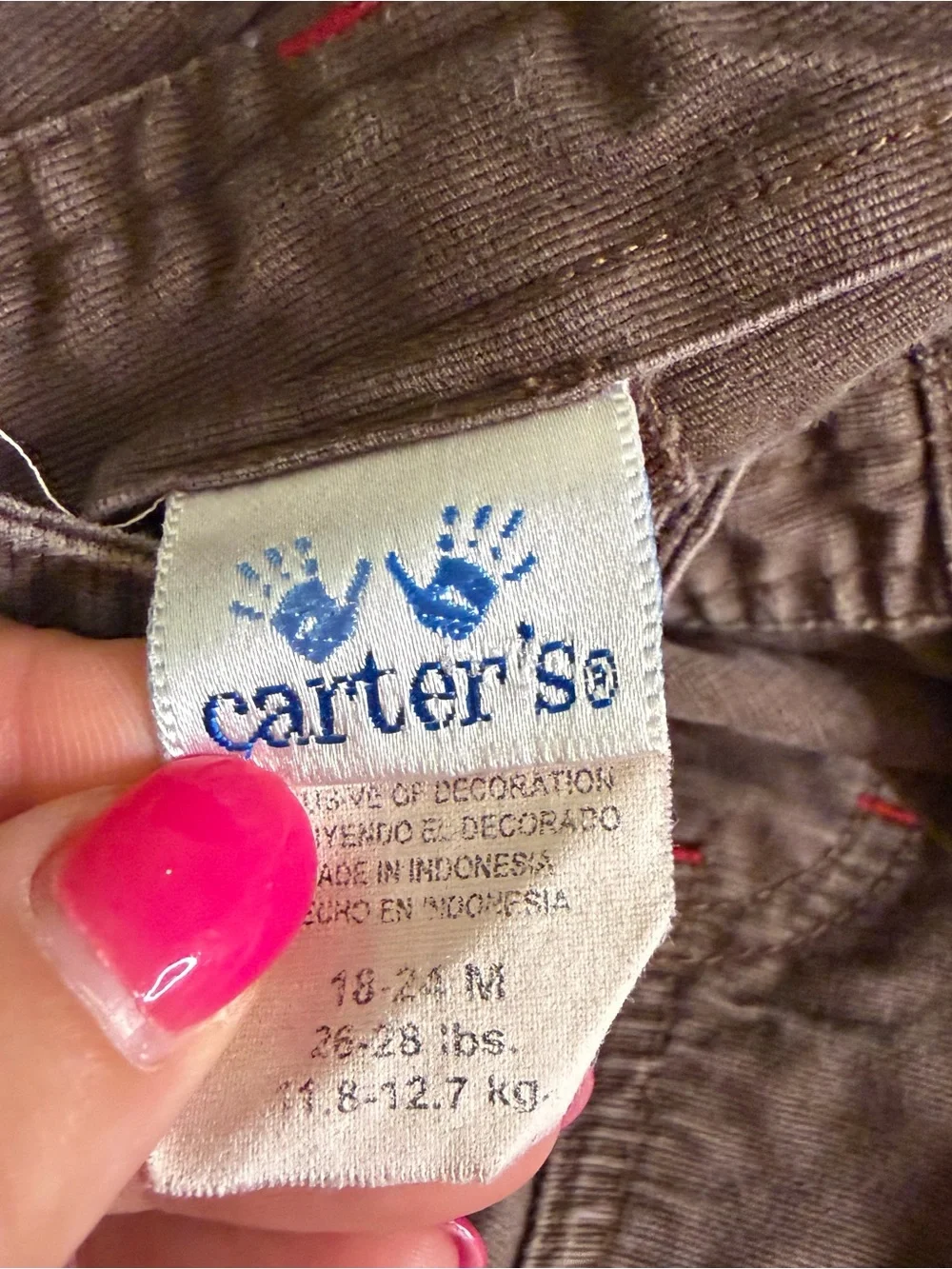 Vintage Carter’s Brown Corduroy Dinosaur Overalls Toddler 18-24M Cottagecore